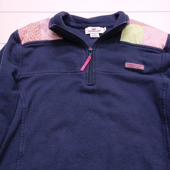 Vineyard Vines Navy Fleece Quarter-Zip Preppy Coastal Pullover Women’s S Classic - Picture 5 of 9